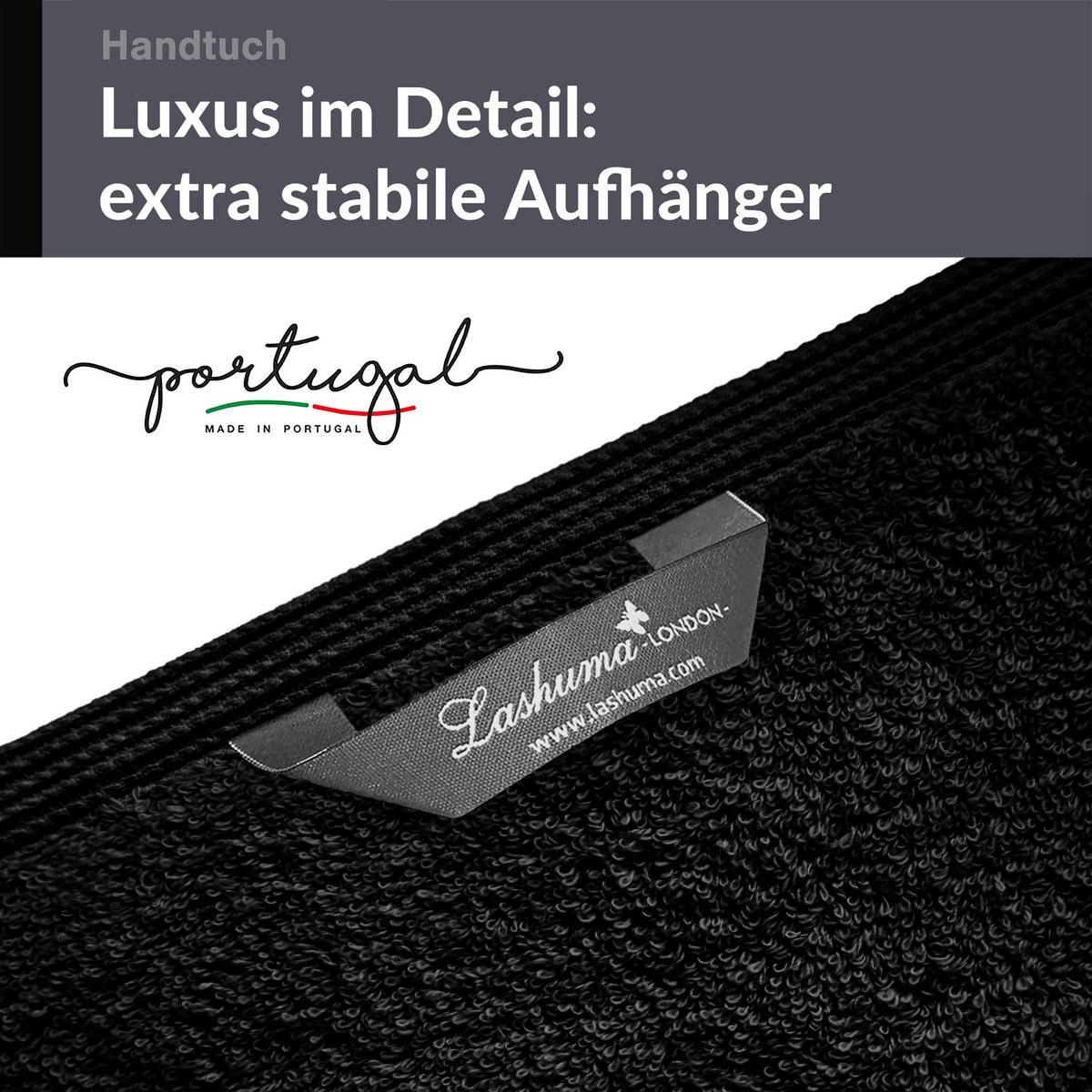 HANDTUCH 50x100 cm London Schwarz 4er Set - Schwarz, Textil (50/100cm) - Lashuma
