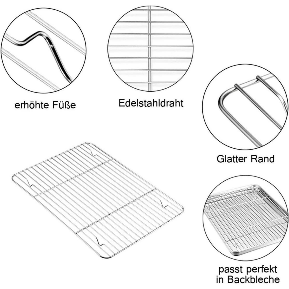 BACKBLECH mit Abkühlgitter 31,6 x 24,6 x 2,5 cm Edelstahl - Silberfarben, Metall (24.5/2.5/31.5cm)