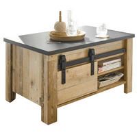 COUCHTISCH Used Wood hell, anthrazit, Beistelltisch mit Stauraum - Anthrazit/Schwarz, Holzwerkstoff/Metall (93/60/51cm) - Furn.Design