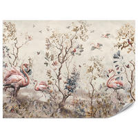 FOTOTAPETE für Wohnzimmer Wunderschöne Flamingos Natur Schmetterlinge 500x350 - Multicolor, Papier (500/350cm) - Muralo