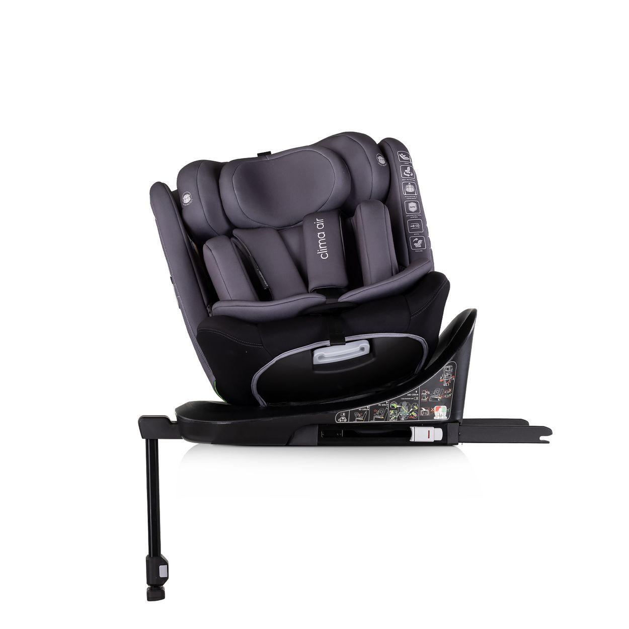 KINDERSITZ Clima Air i-Size (40-150 cm) Isofix Lüftungs-Heizfunktion - Schwarz, Kunststoff (44/58/54cm) - Chipolino