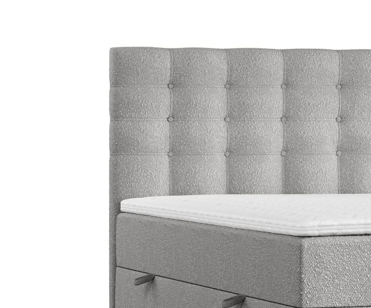 BOXBETT Sansa Grau 120/200 cm mit Taschenmatratze und Topper - Schwarz/Grau, Holz/Holzwerkstoff (120/200cm) - Maison de Reve