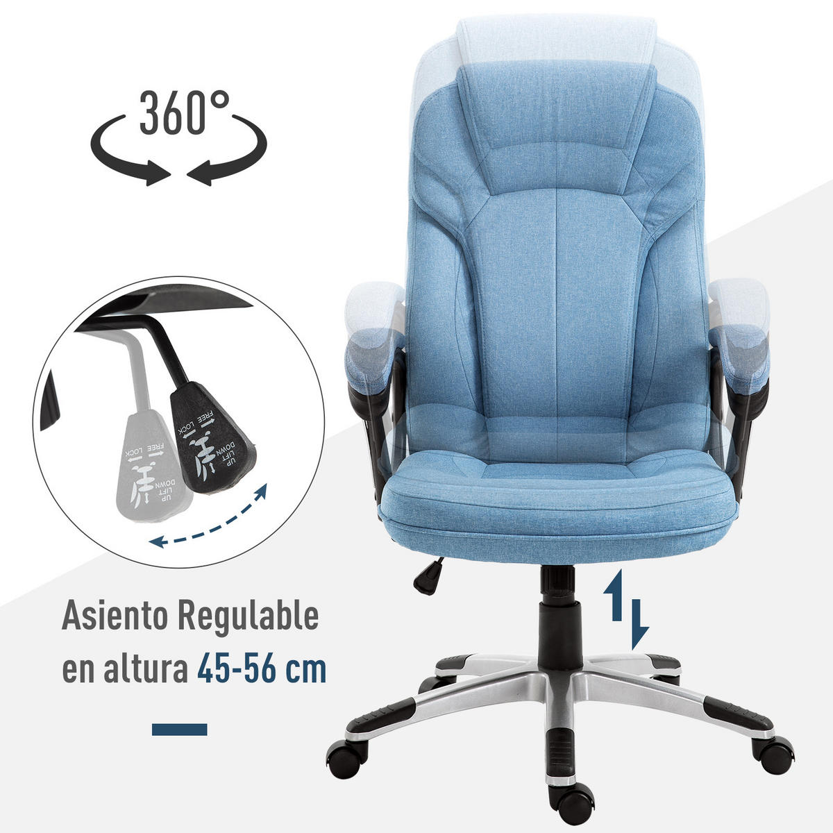 BÜROSTUHL Mölndal Lund Hellblau Schaumstoff 120 cm - Blau, Kunststoff/Textil (75/66/120cm) - Jamb