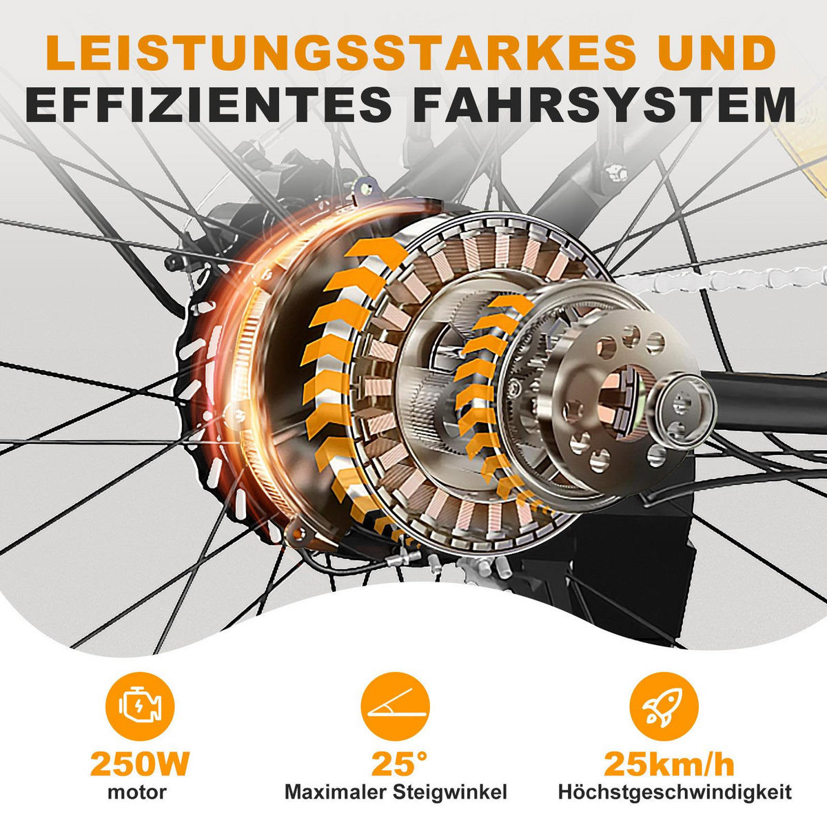 E-BIKE Cityrad BK27 250W-Motor 36V 13Ah Akku - Schwarz, Metall (87cm) - HITWAY