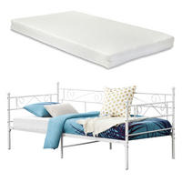 TAGESBETT Kerava mit Matratze - Weiß, Textil/Metall (90/200cm) - [en.casa]