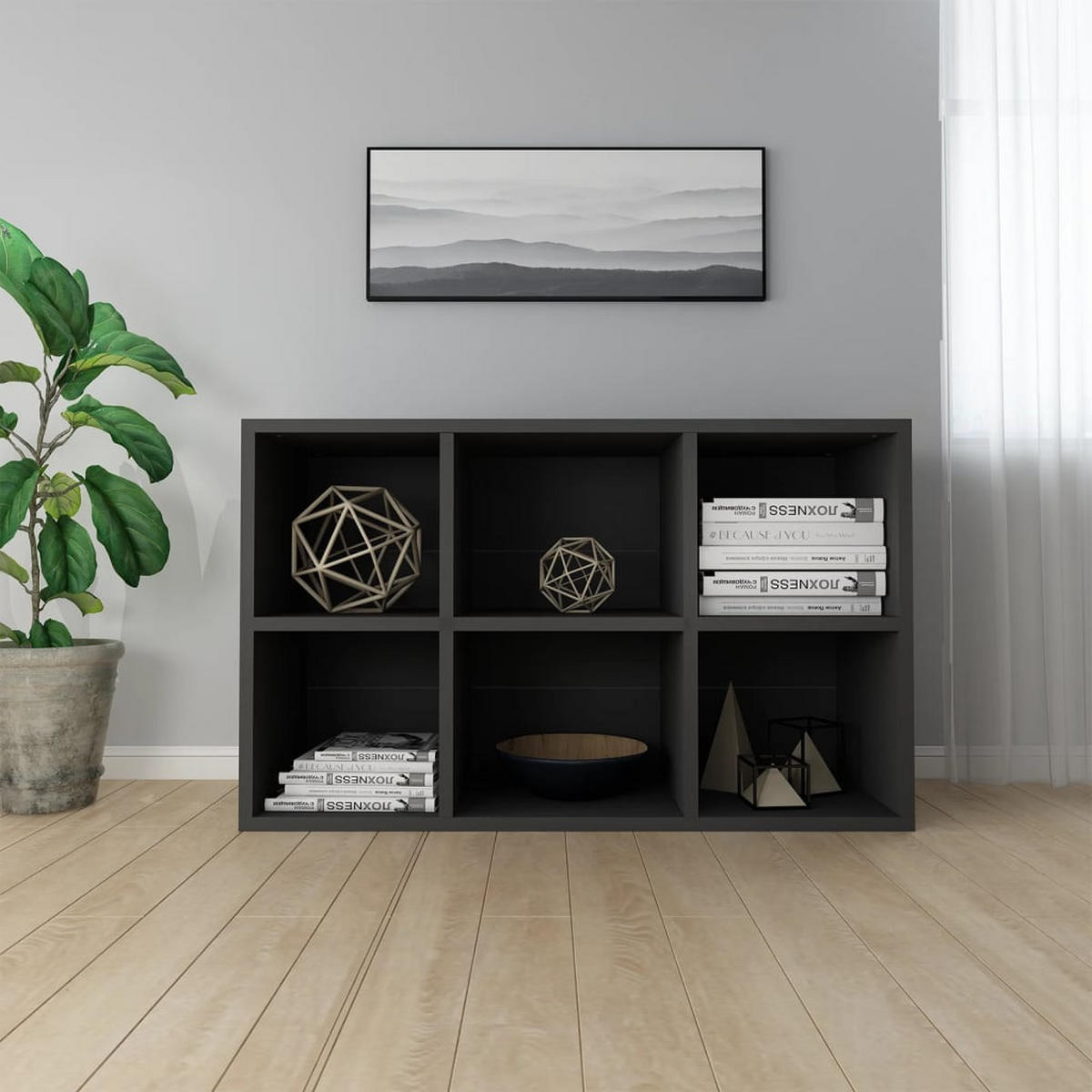 SIDEBOARD mit 6 Fächern 66/30/98 cm aus Holzwerkstoff Schwarz - Schwarz, Holz (66/98/30cm) - vidaXL