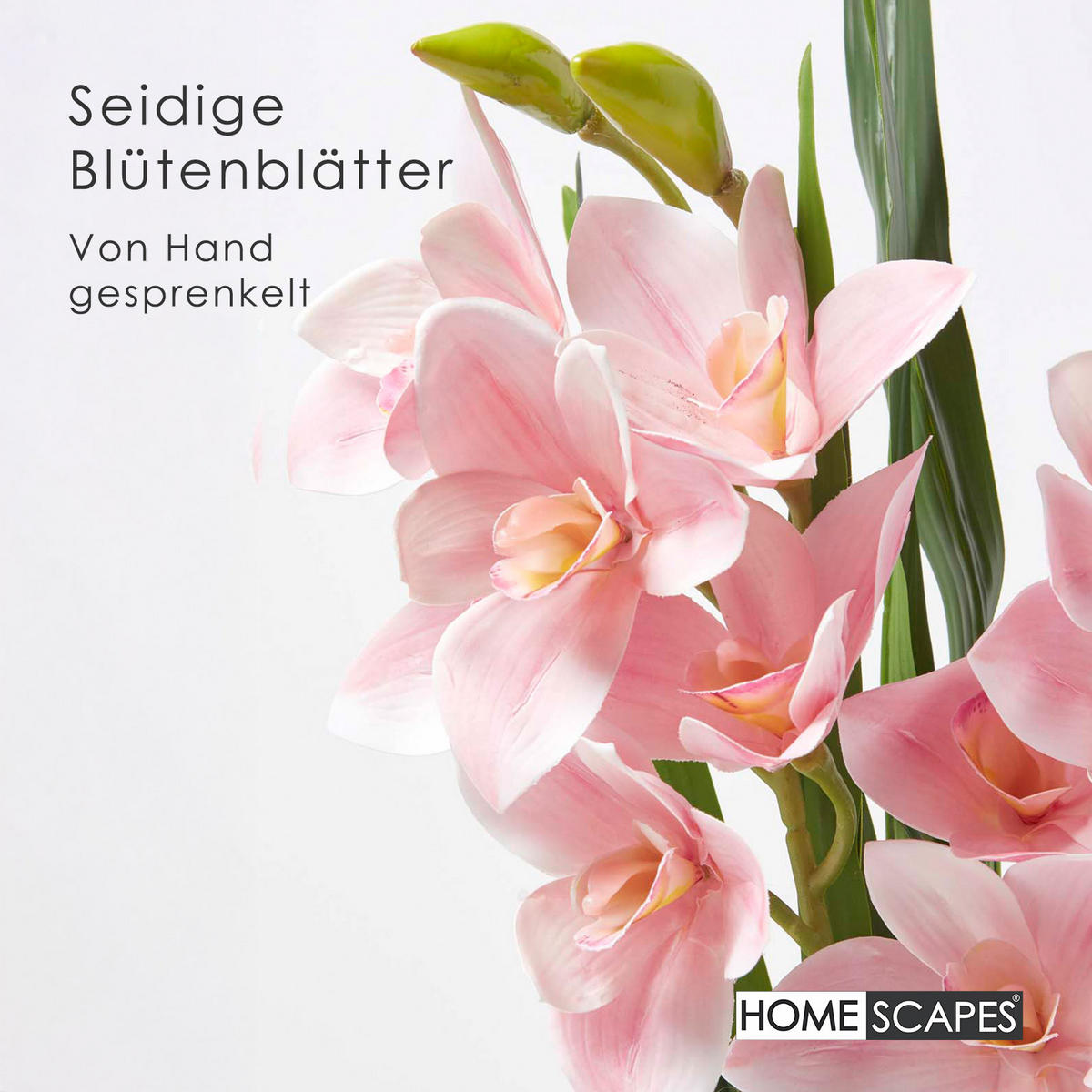 KUNSTBLUME Orchidee rosa im Deko-Topf, 58 cm - Rosa, Kunststoff (58cm) - Homescapes