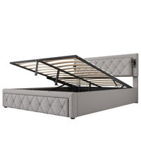 POLSTERBETT 160/200 cm Grau mit Downlight und USB-Schnittstelle - Grau, Textil (160/200cm) - Oxeza