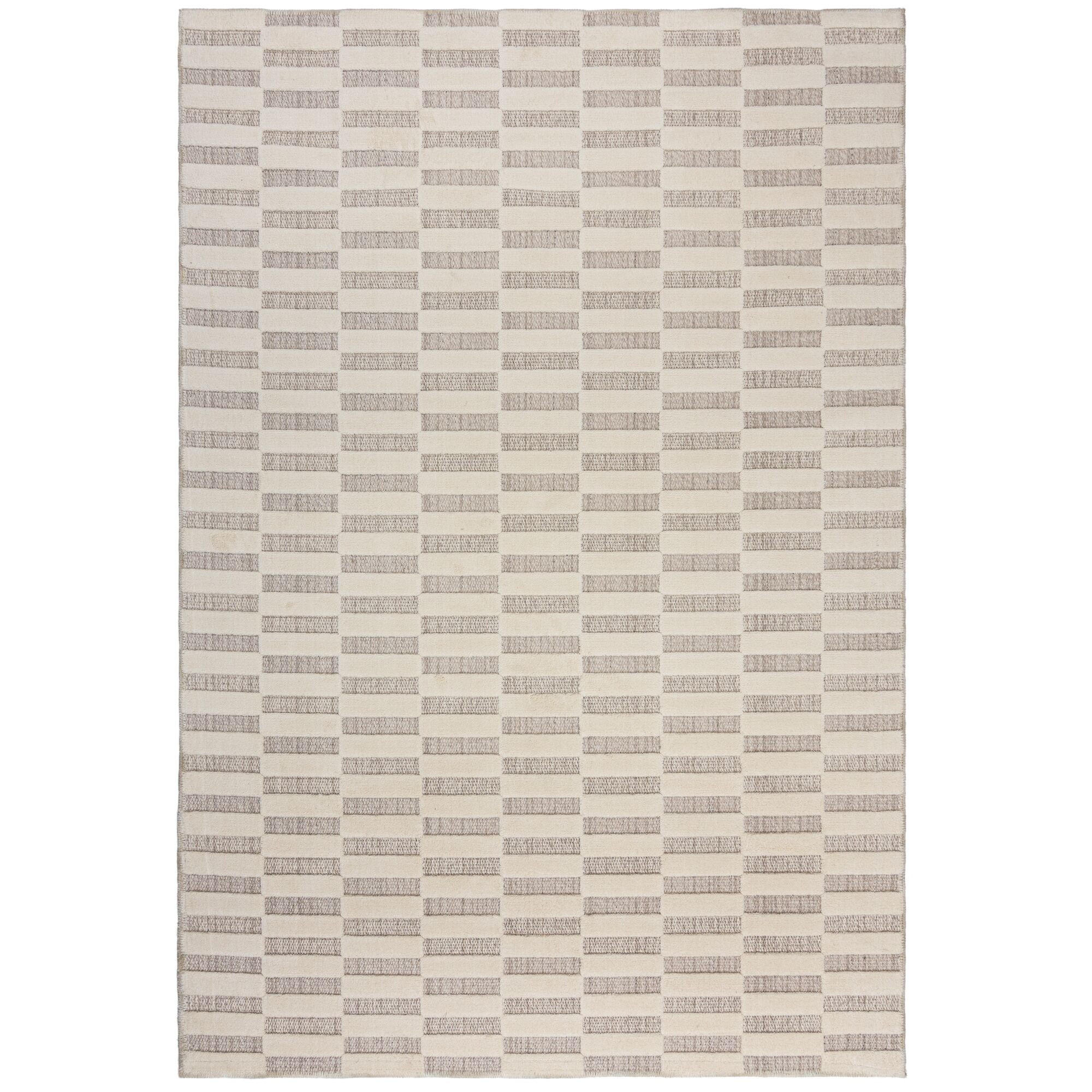 TEPPICH Waschbar RIDGE, mit Schachbrettmuster, Beige, 155 x 230 cm - Beige, Textil (155/230cm) - KADIMA DESIGN