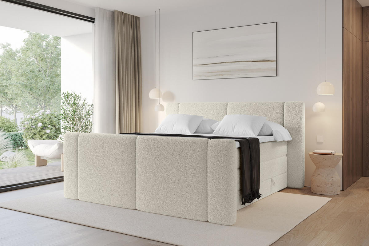 BOXSPRINGBETT mit Matratze H3/H4 - EVON KING Zanozek - 140x200 cm Beige - Kaschmir, Holzwerkstoff (140/200cm) - ALTDECOR
