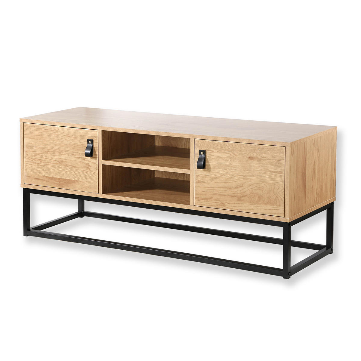 TV-MÖBEL Eiche Dekor 2 Türen und zentrale Ablage - L120 cm - Nussbaumfarben, Holzwerkstoff (122/48/122cm) - Calicosy