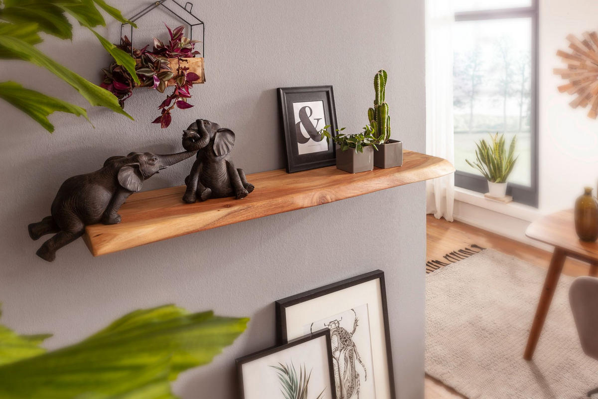WANDBOARD BURO Hängeregal Baumkante - Akaziefarben, Holz (80/4/25cm) - tinkaro