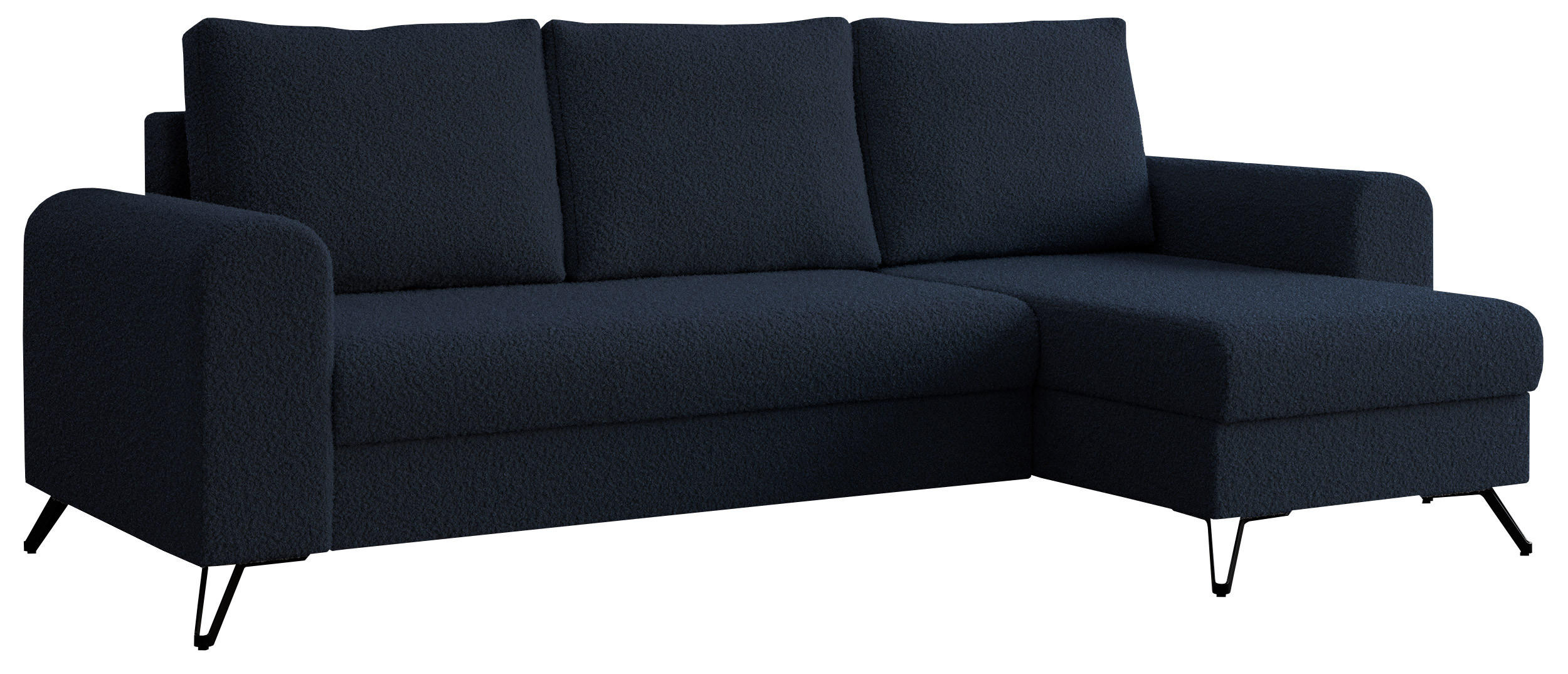 ECKSOFA Hugo Boucle Dunkelblau - Schwarz/Dunkelblau, Textil/Metall (242/140cm) - MKS