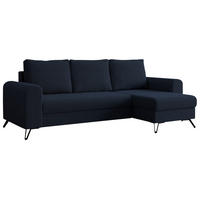 ECKSOFA Hugo Boucle Dunkelblau - Schwarz/Dunkelblau, Textil/Metall (242/140cm) - MKS