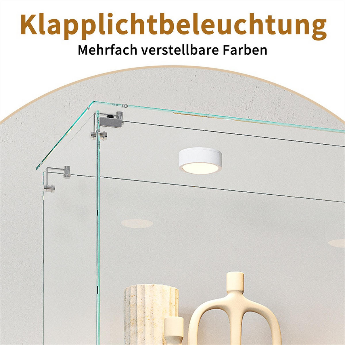 VITRINE - Glasvitrine mit 2 Türen und 5 Ebenen - integrierte LED-Beleuchtung - Schwarzer Holzboden - Schwarz, Glas (80.6/183/36.5cm) - DELFA