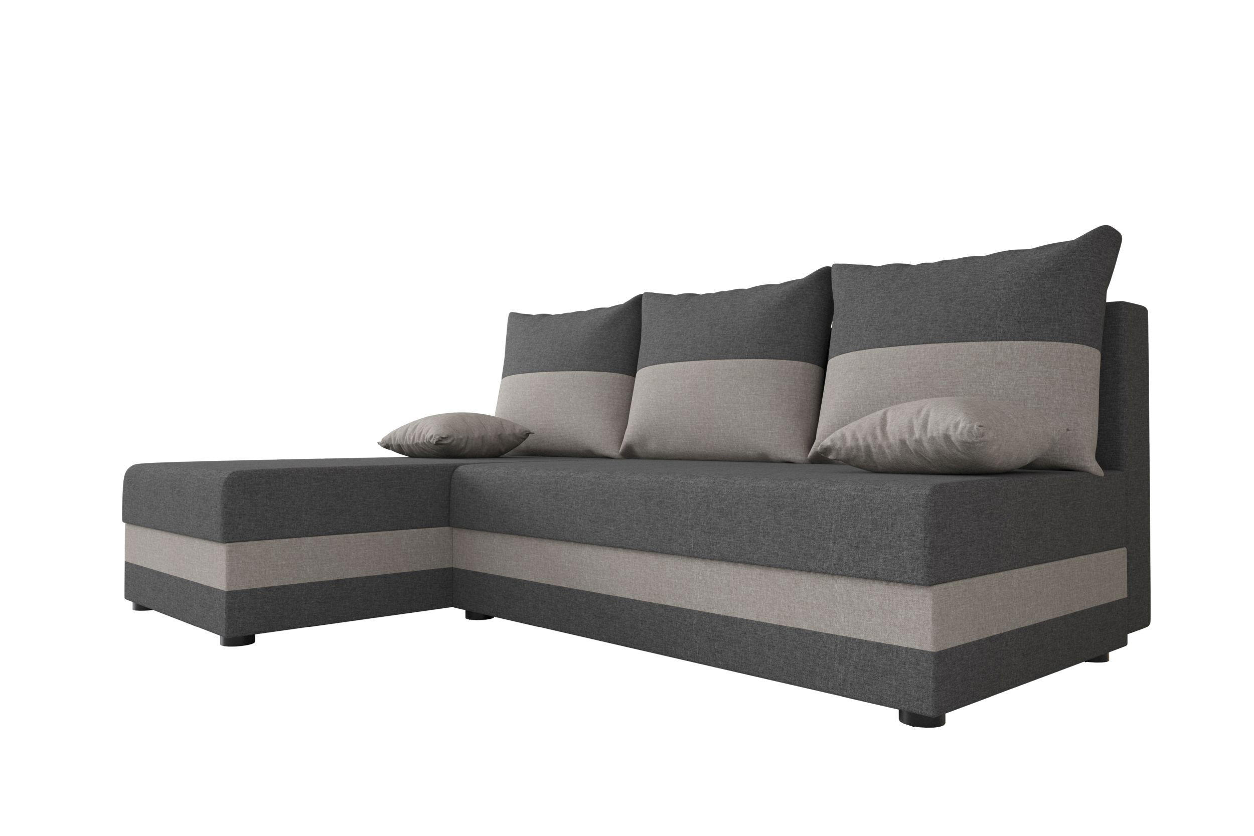 ECKSOFA HEWLET L Sawana 05+21 Links mit Schlaffunktion - Grau, Textil (200/140cm) - Bedante