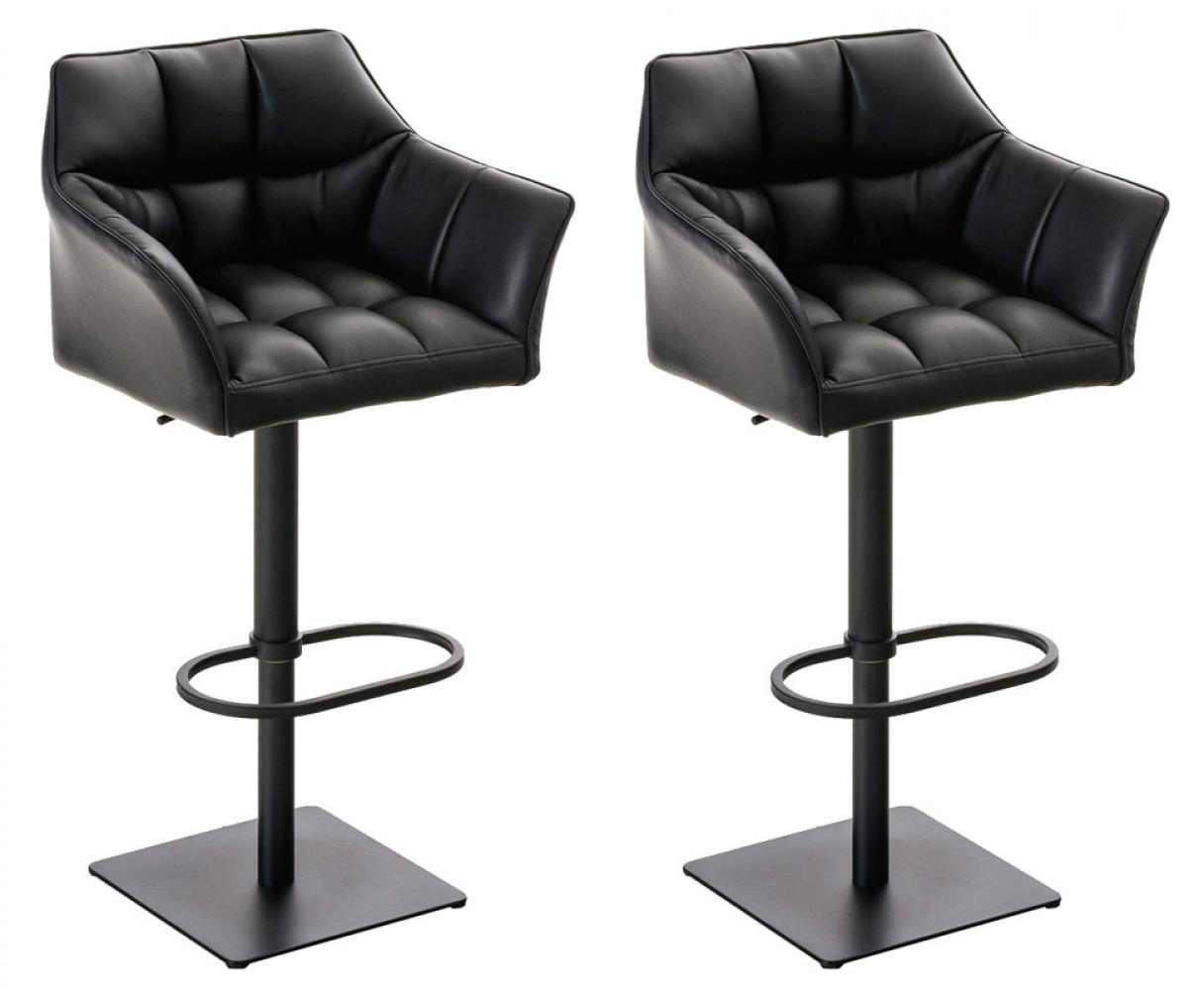 BARHOCKER 2er Set Lederlook Schwarz - Schwarz, Textil/Metall (64/88/45cm) - CLP