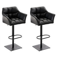 BARHOCKER 2er Set Lederlook Schwarz - Schwarz, Textil/Metall (64/88/45cm) - CLP