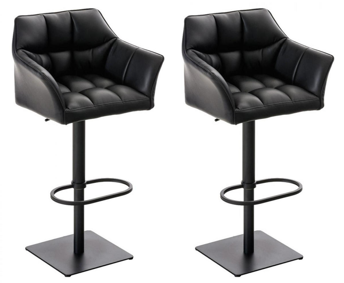 BARHOCKER 2er Set Lederlook Schwarz - Schwarz, Textil/Metall (64/88/45cm) - CLP