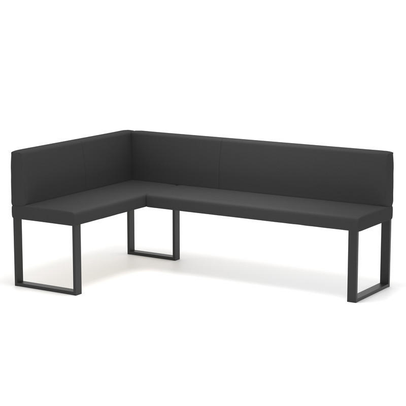 ECKBANK links SANA U Kunstleder glatt, 128/168 cm Schwarz - Schwarz, Kunststoff/Textil (128/168cm) - Idohome