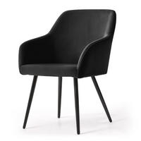 POLSTERSTUHL 2er Set, Metallbeine Schwarz, Schwarz 54,5/83/58 - Schwarz, Textil (55/83/58cm) - RAUMHIRSCH FURNITURE