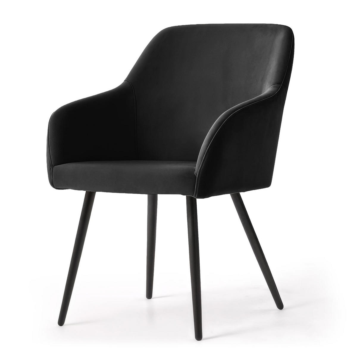 POLSTERSTUHL 4er Set, Metallbeine Schwarz 54,5/83/58 - Schwarz, Textil (55/83/58cm) - RAUMHIRSCH FURNITURE