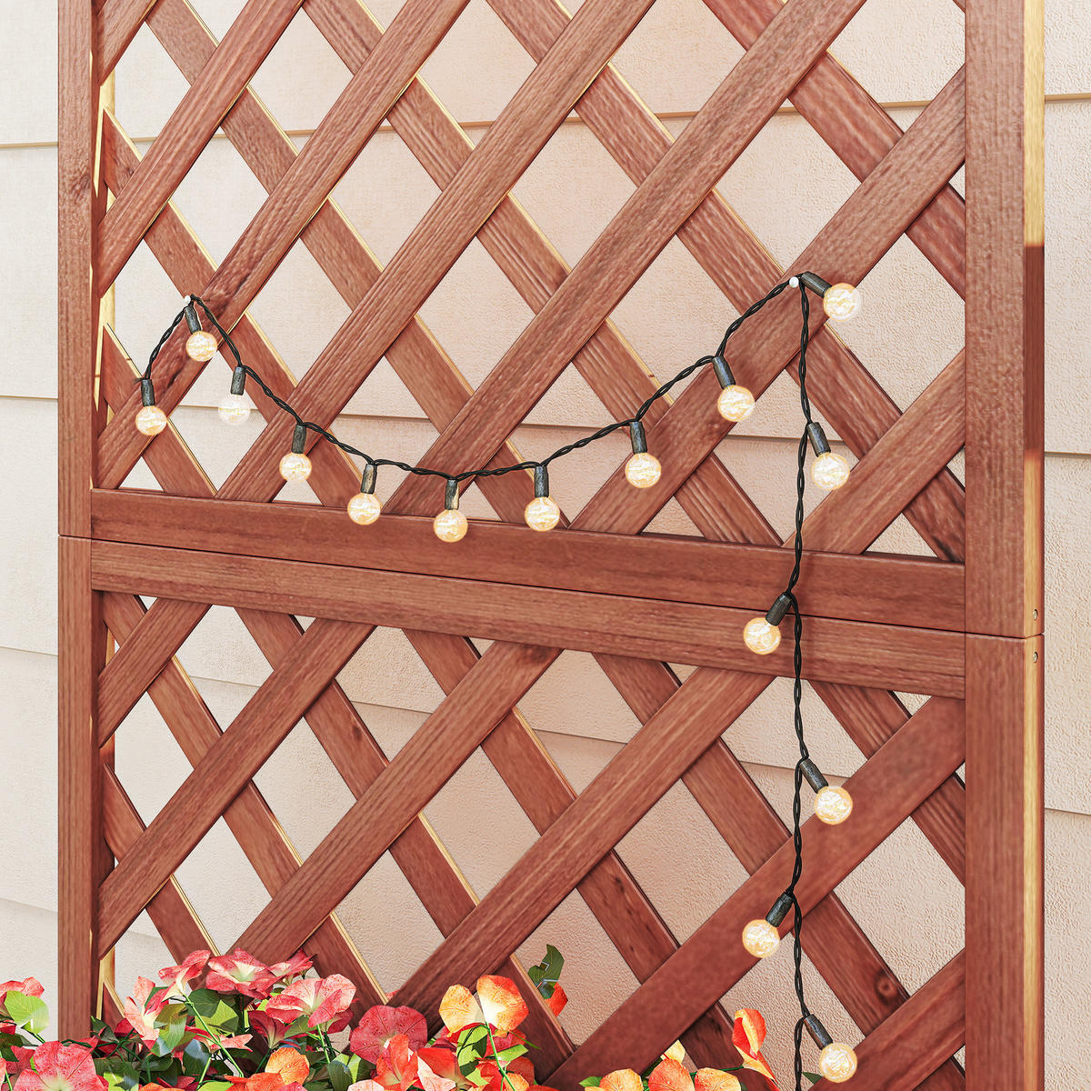 HOCHBEET Pflanzkasten mit Rankgitter, für Kletterpflanzen, Tannenholz, Orange - Fichtefarben, Holz (31.5/149.5/72.5cm) - Outsunny