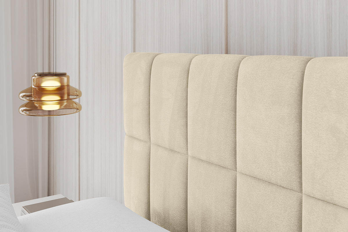 POLSTERBETT mit Bettkasten und Lattenrost, Boxbett ohne Matratze - AMEA 180x200 Beige - Ecru, Holzwerkstoff/Textil (180/200cm) - ALTDECOR
