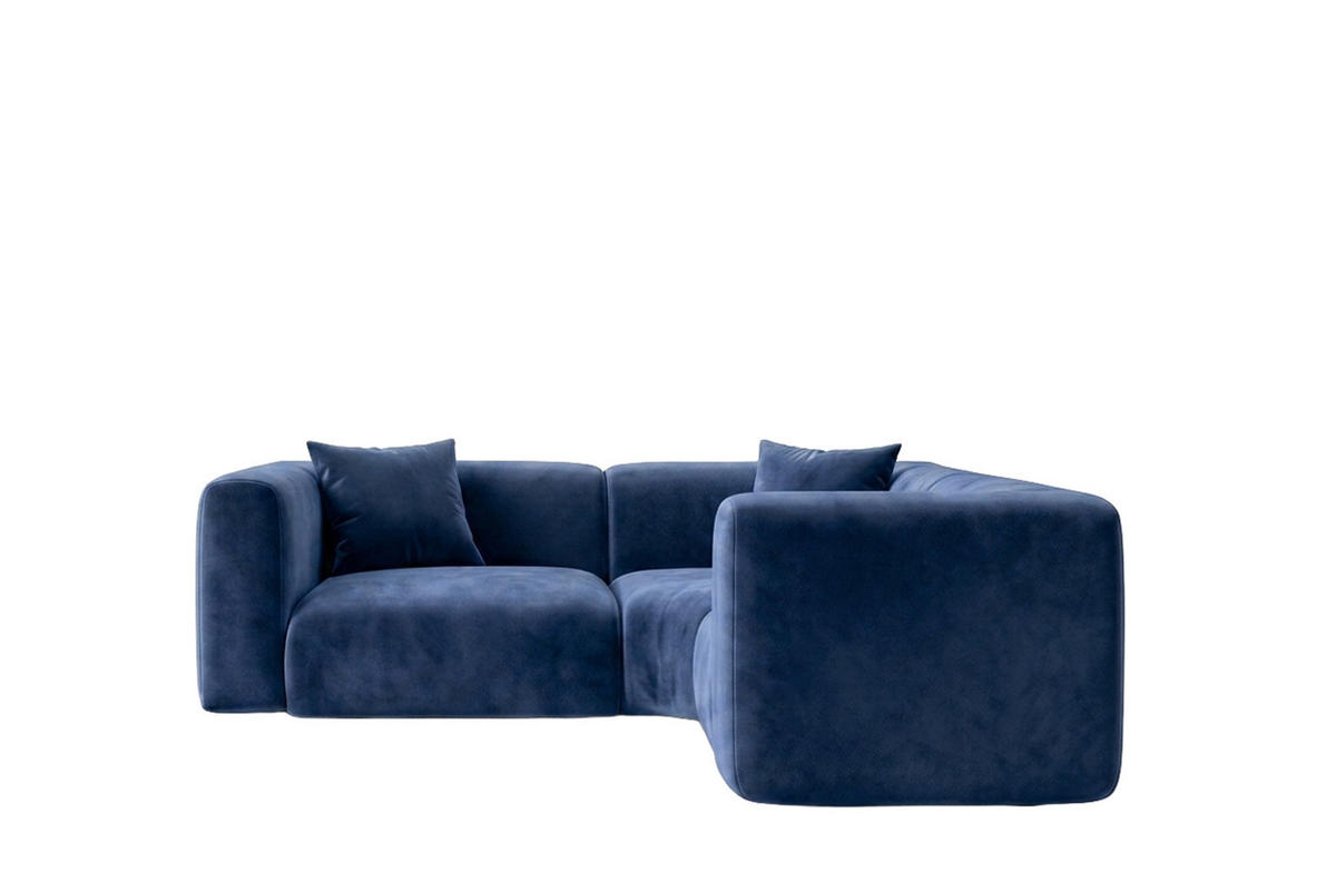 ECKSOFA Modulares, Corner Mini, Velvet-Stoff Bluvel, Tintenblau, GRETA - Blau, Holz (190/190cm) - Kaiser Möbel