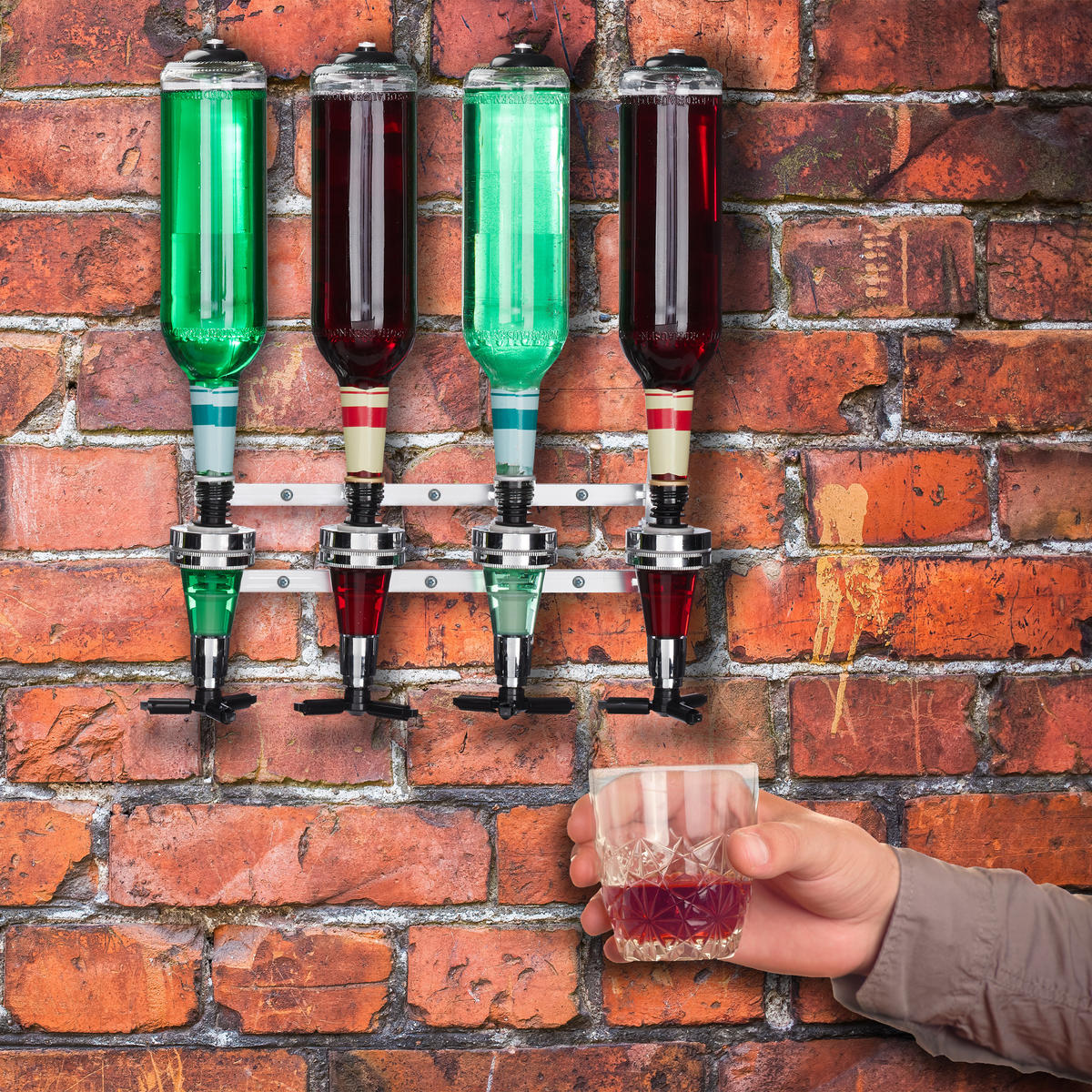 DRŽIAK na flašu - strieborná, kov/plast (35.5/36/11cm) - Relaxdays