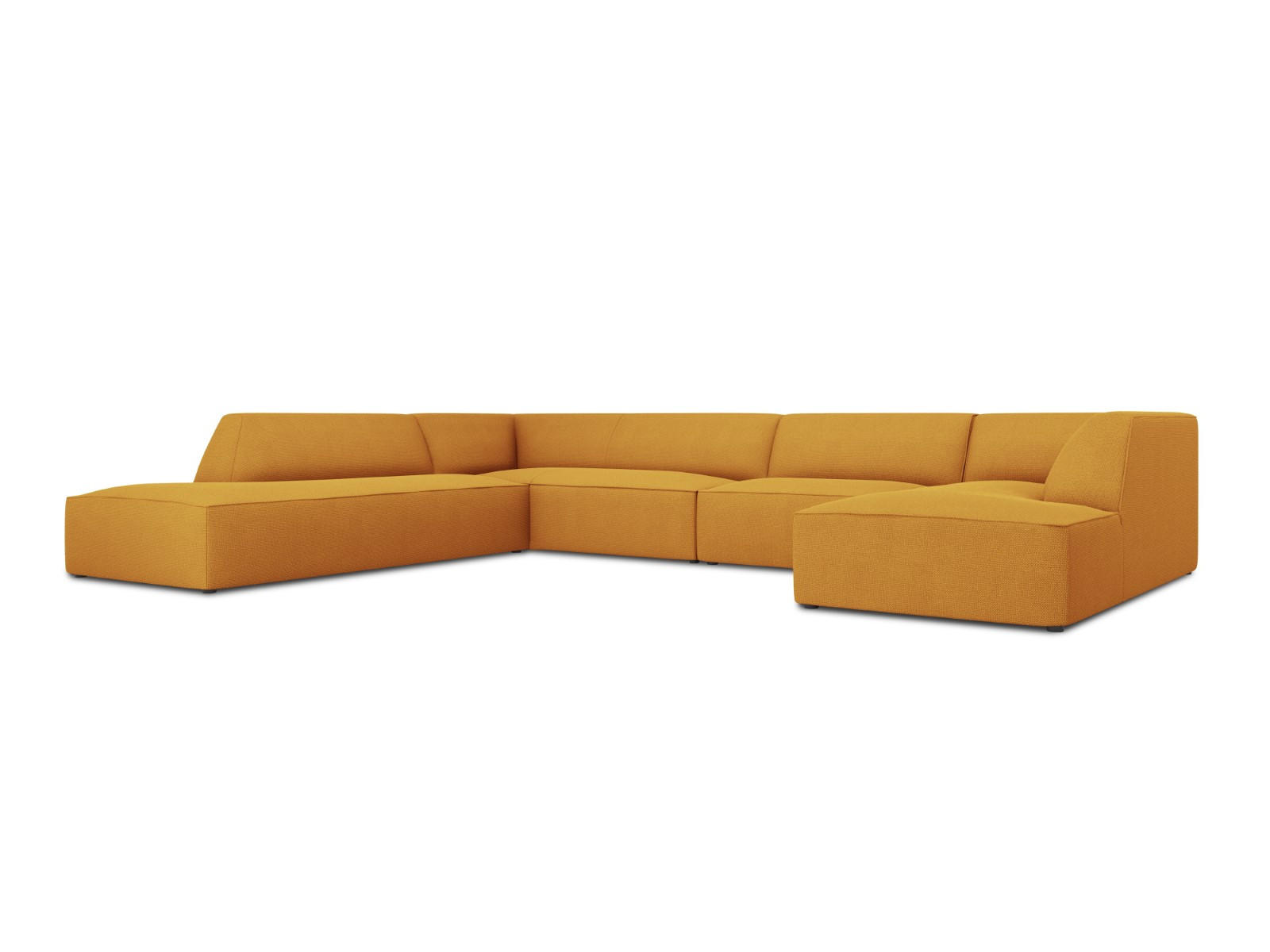 PANORAMASOFA links Ruby aus strukturiertem Stoff gelb 7 Sitzplätze - Gelb, Textil (273/69/366cm) - Micadoni