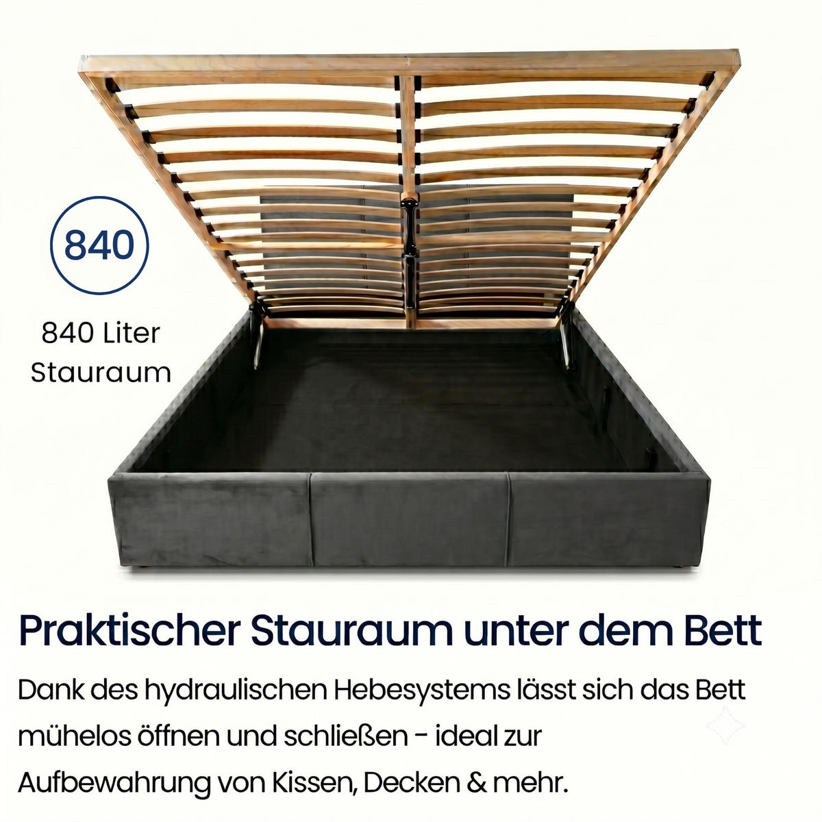 POLSTERBETT mit Stauraum 180x200 cm in Aschgrau - Grau, Holzwerkstoff (180/200cm) - Home Collective