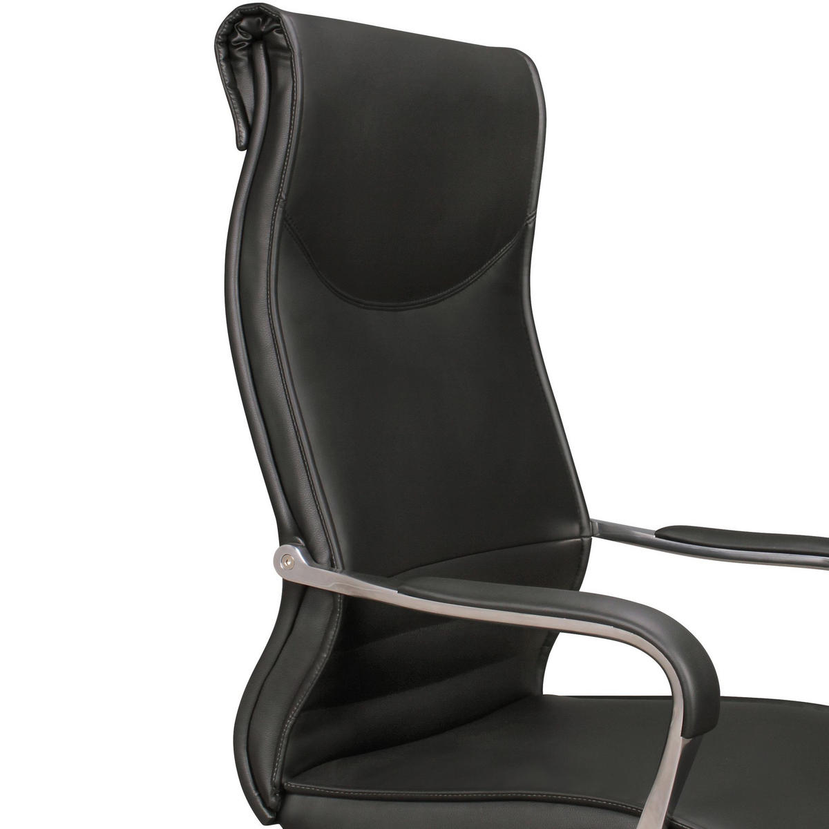 CHEFSESSEL XXL Kunstleder ergonomisch höhenverstellbar bis 150 kg VENGA, Schwarz 61x60x126 cm - Silberfarben/Schwarz, Kunststoff/Textil (61/126/60cm) - KADIMA DESIGN