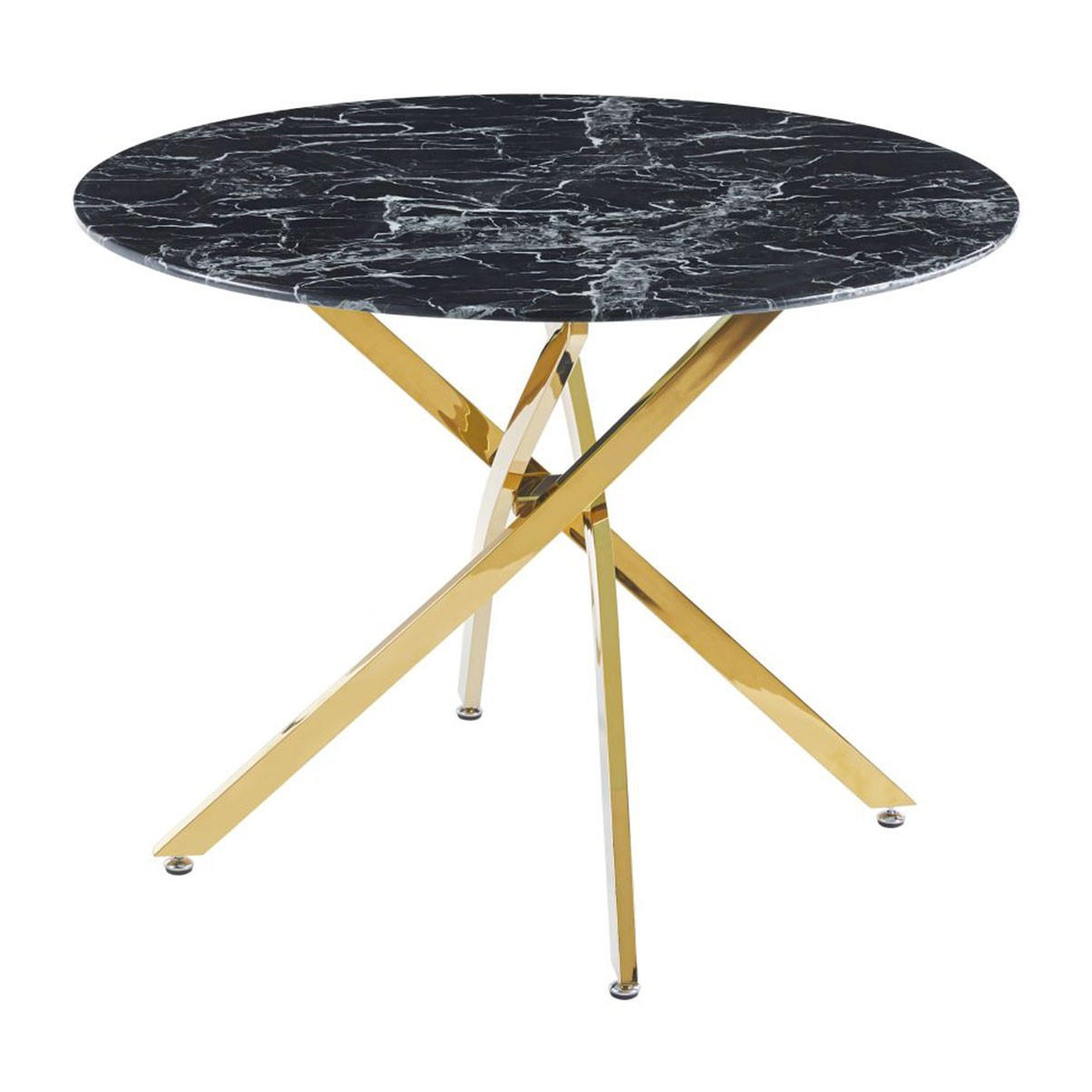Lookway Esstisch Gold, Schwarz 100x75x100 cm