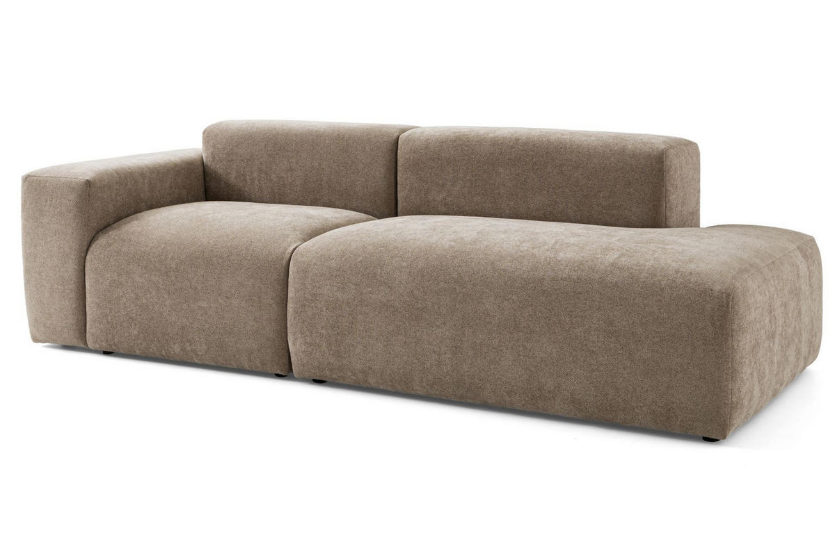 3-SITZER modulares Sofa HEAVEN SET 1 Rechts, Breite 255 cm Webstoff Braun - Schwarz/Braun, Holz/Kunststoff (102/71/255cm) - Muffo