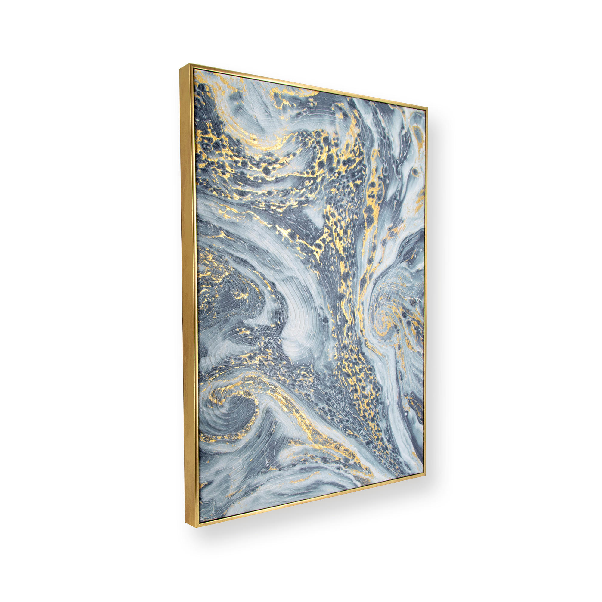 LEINWANDBILD Marmor - 70x50cm - Blau/Gold - Blau/Goldfarben, Holzwerkstoff (50/70cm) - Art for the Home