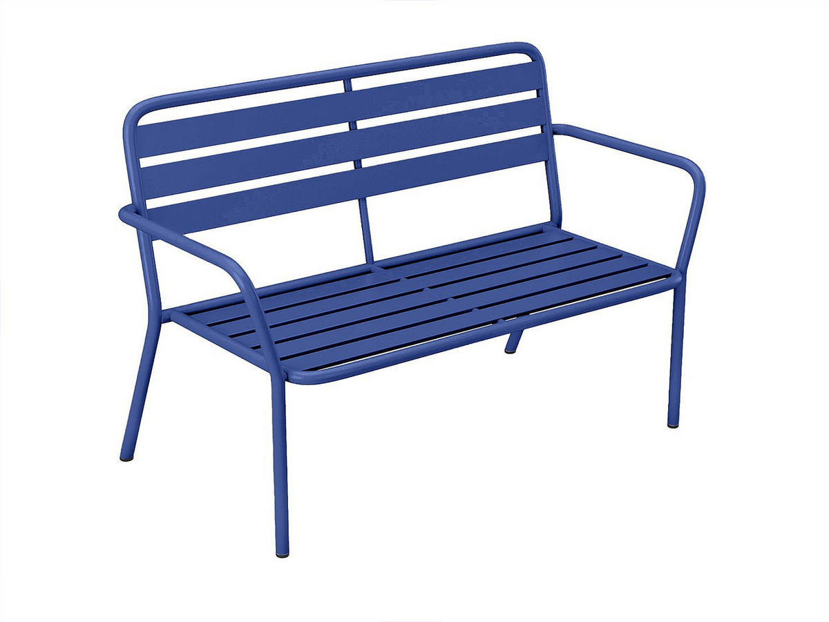 GARTENBANK - Metall - Nachtblau - MIRMANDE von MYLIA - Blau, Metall (123/82/58cm) - Vente-Unique