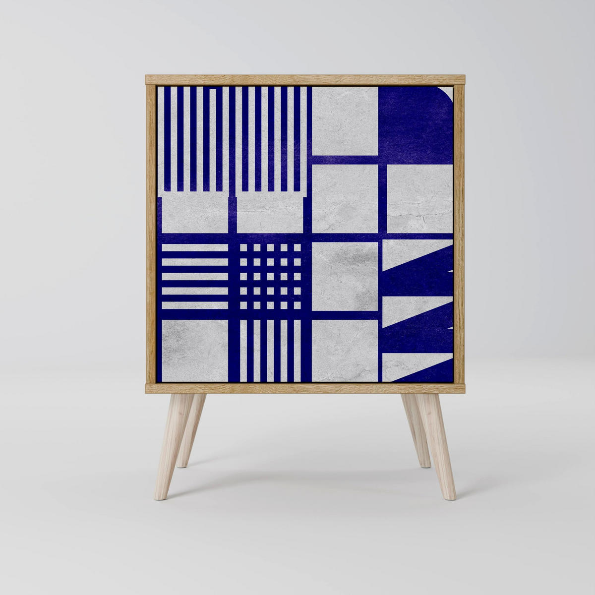 SIDEBOARD THE RIGHT PLACES, Grau, 57,5x42x67,5 cm, Schwarze Metall-Rahmenfüße - Multicolor/Schwarz, Holzwerkstoff/Metall (57.5/67.5/42cm) - SpaceRebels