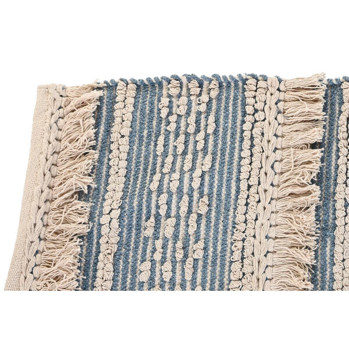 TEPPICH 180 x 120 x 2 cm Blau Baumwolle Weiß Boho - Weiß, Naturmaterialien (120/180cm) - DKD Home Decor