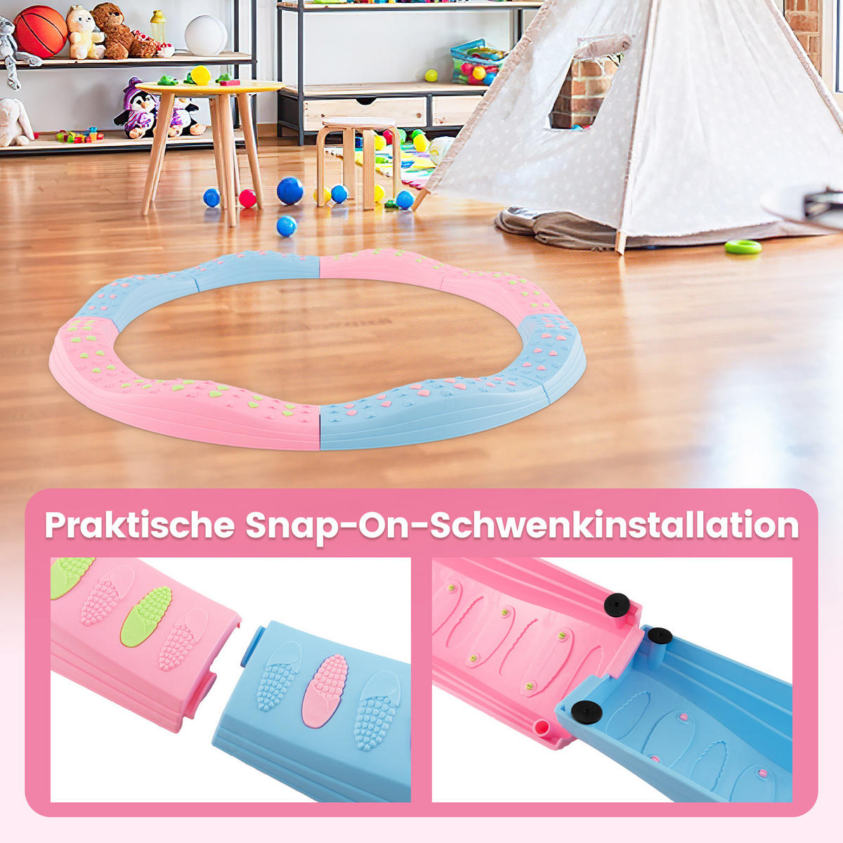 BALANCIERBALKEN Macaron-Rosa - Pink, Kunststoff (43/50cm) - COSTWAY