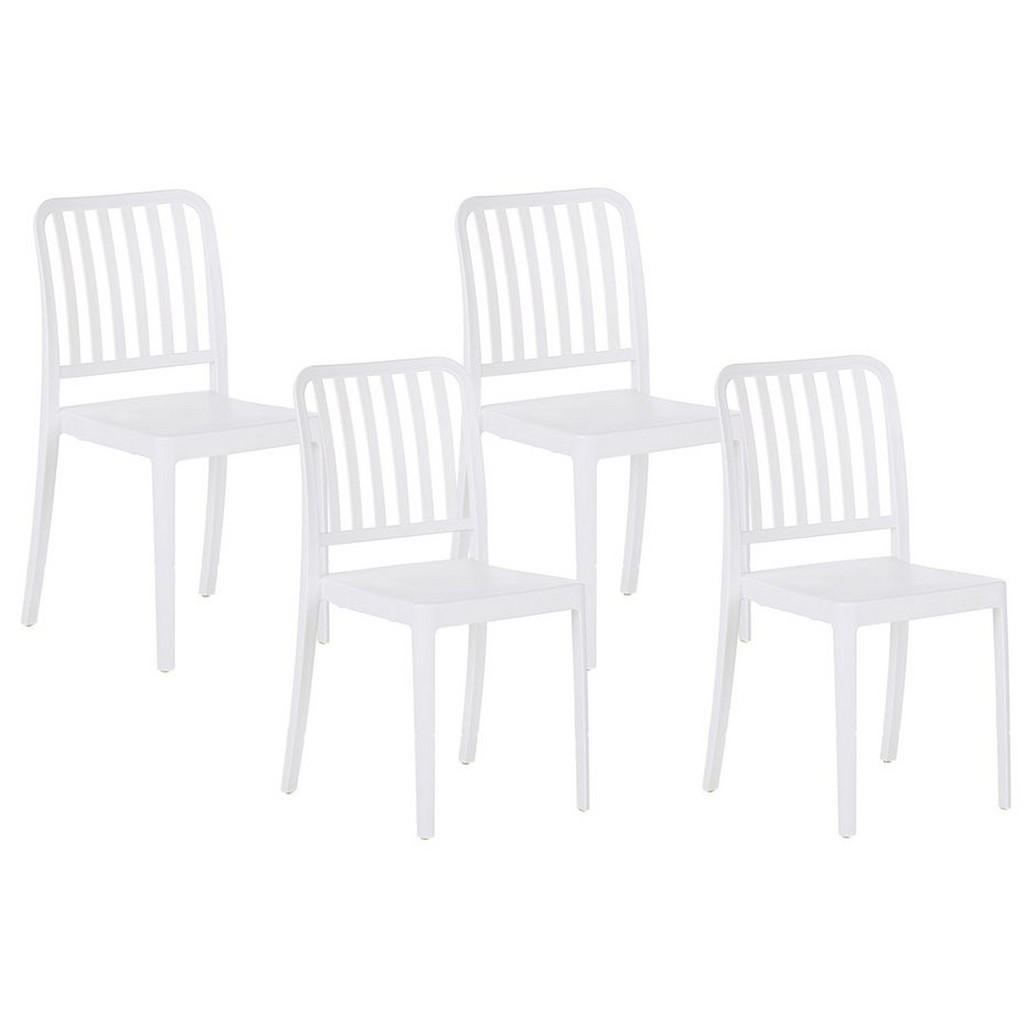 SCAUN DE GRĂDINĂ set de 4 plastic alb Sersale