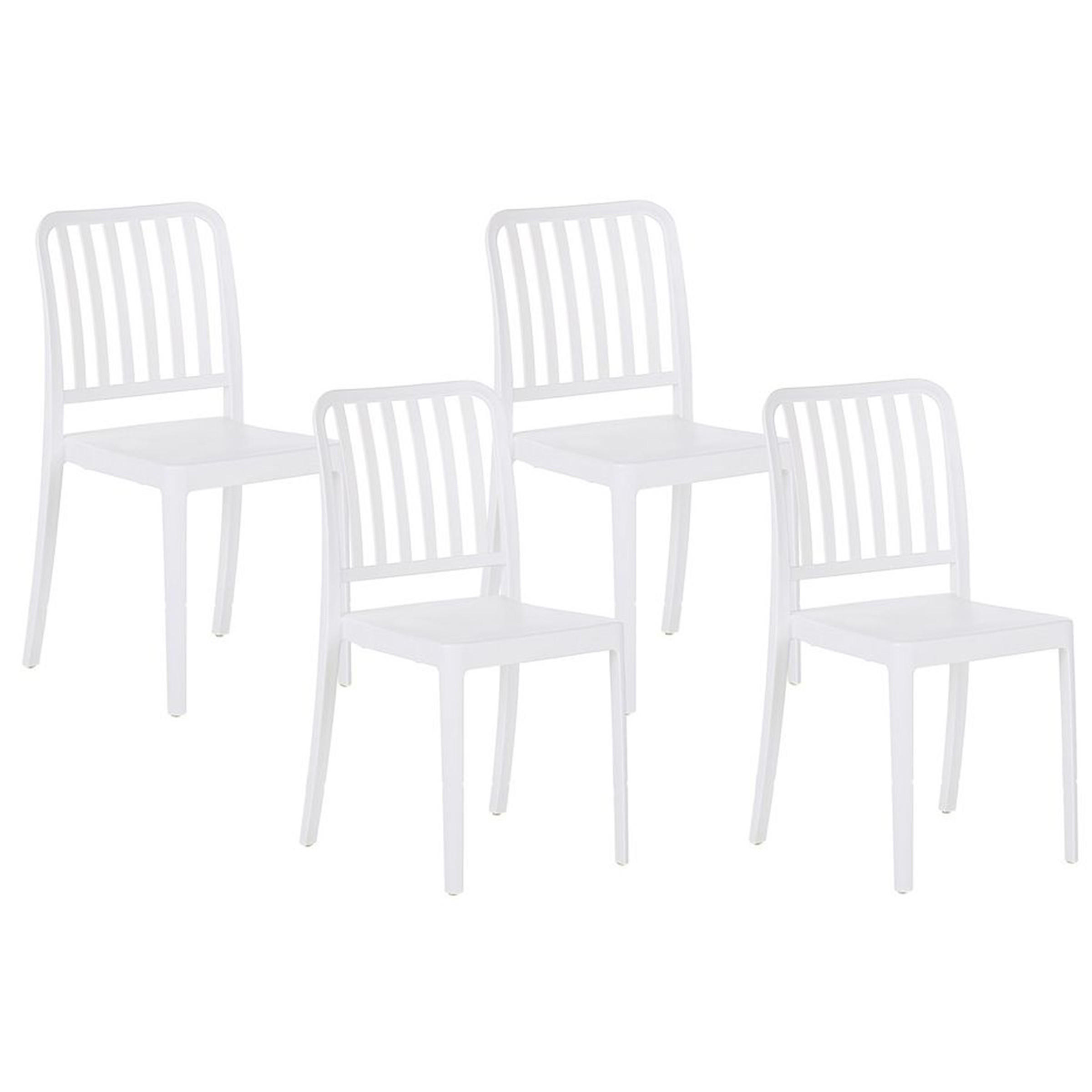 GARTENSTUHL 4er-Set Kunststoff weiß Sersale - Weiß, Kunststoff (42/82/47cm) - Beliani