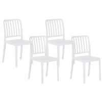 GARTENSTUHL 4er-Set Kunststoff weiß Sersale - Weiß, Kunststoff (42/82/47cm) - Beliani