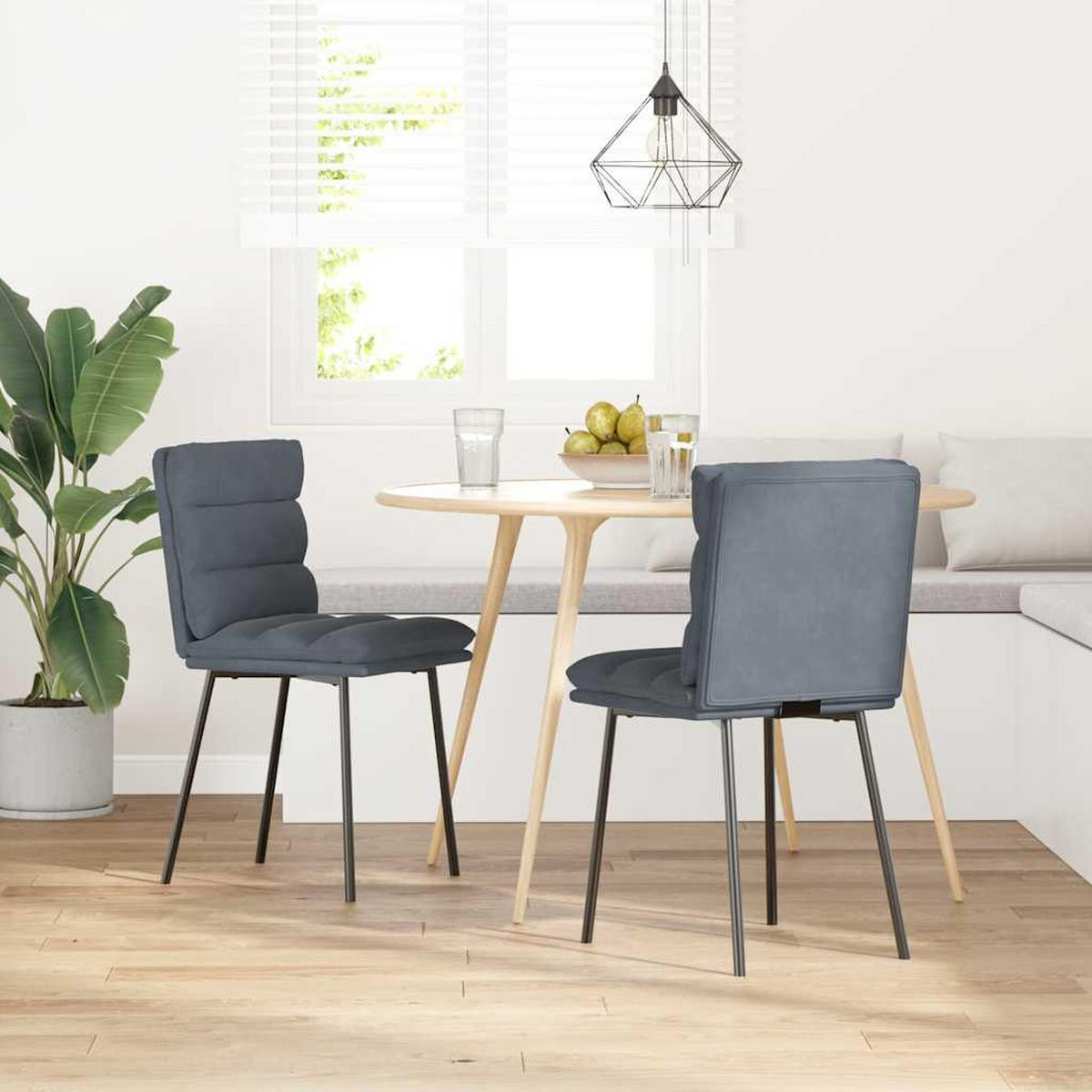 ESSZIMMERSTÜHLE 2 Stk. Dunkelgrau Samt 45*54*83cm - Dunkelgrau, Metall (45/83/54cm) - ZMH