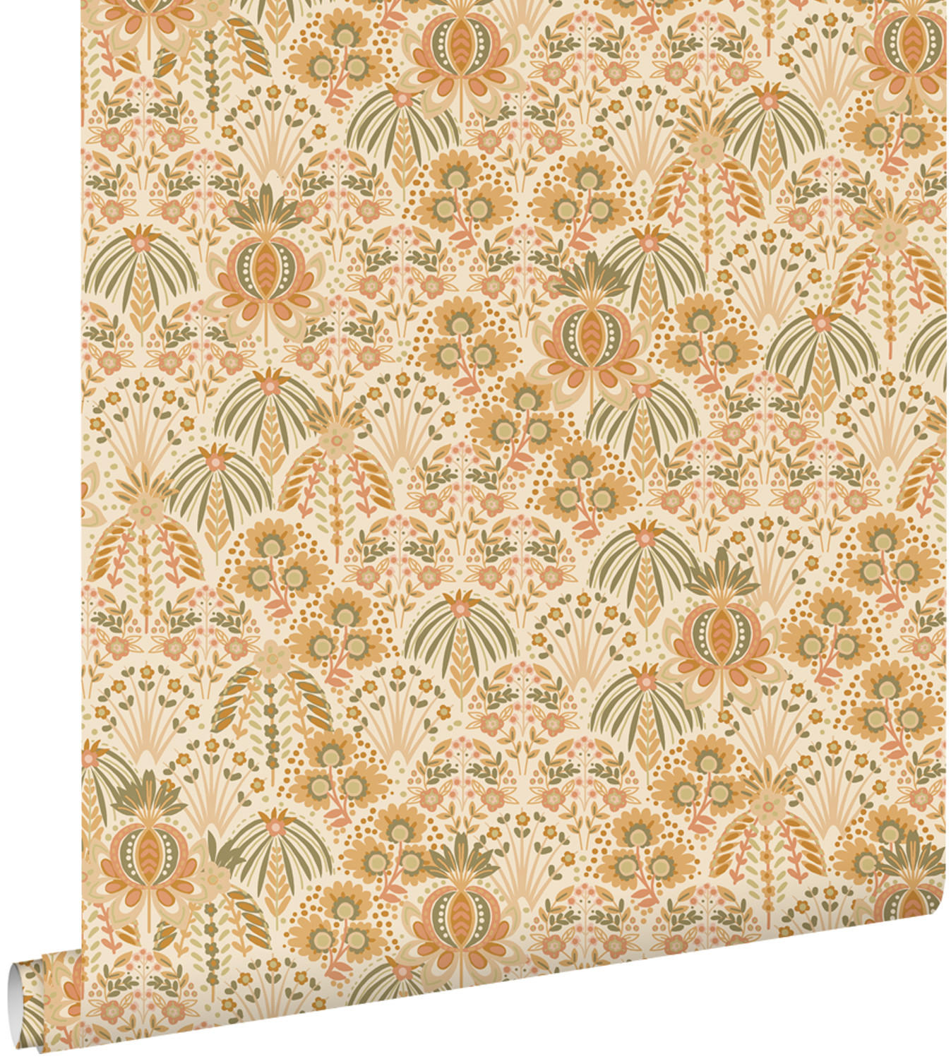 TAPETE Blumenmuster im Jugendstil 50 x 900 cm - Orange, Papier (50/900cm) - ESTAhome