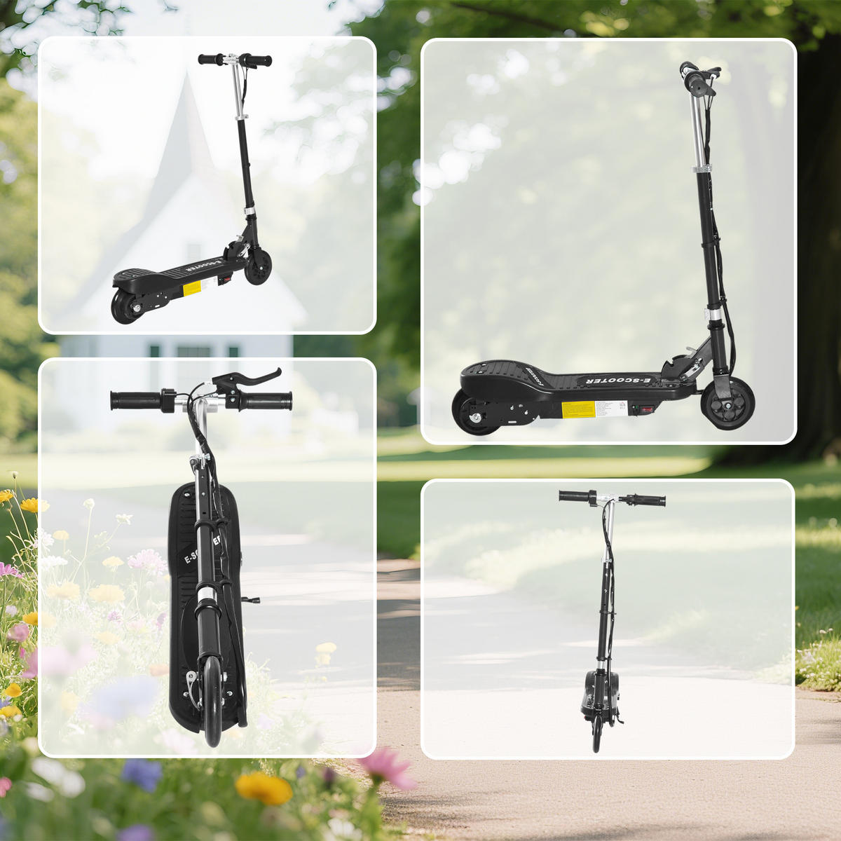 KINDERSCOOTER DE-16953 klappbar 120 W 12 km/h Schwarz - Schwarz, Metall (74/36/91cm) - ComfortXL