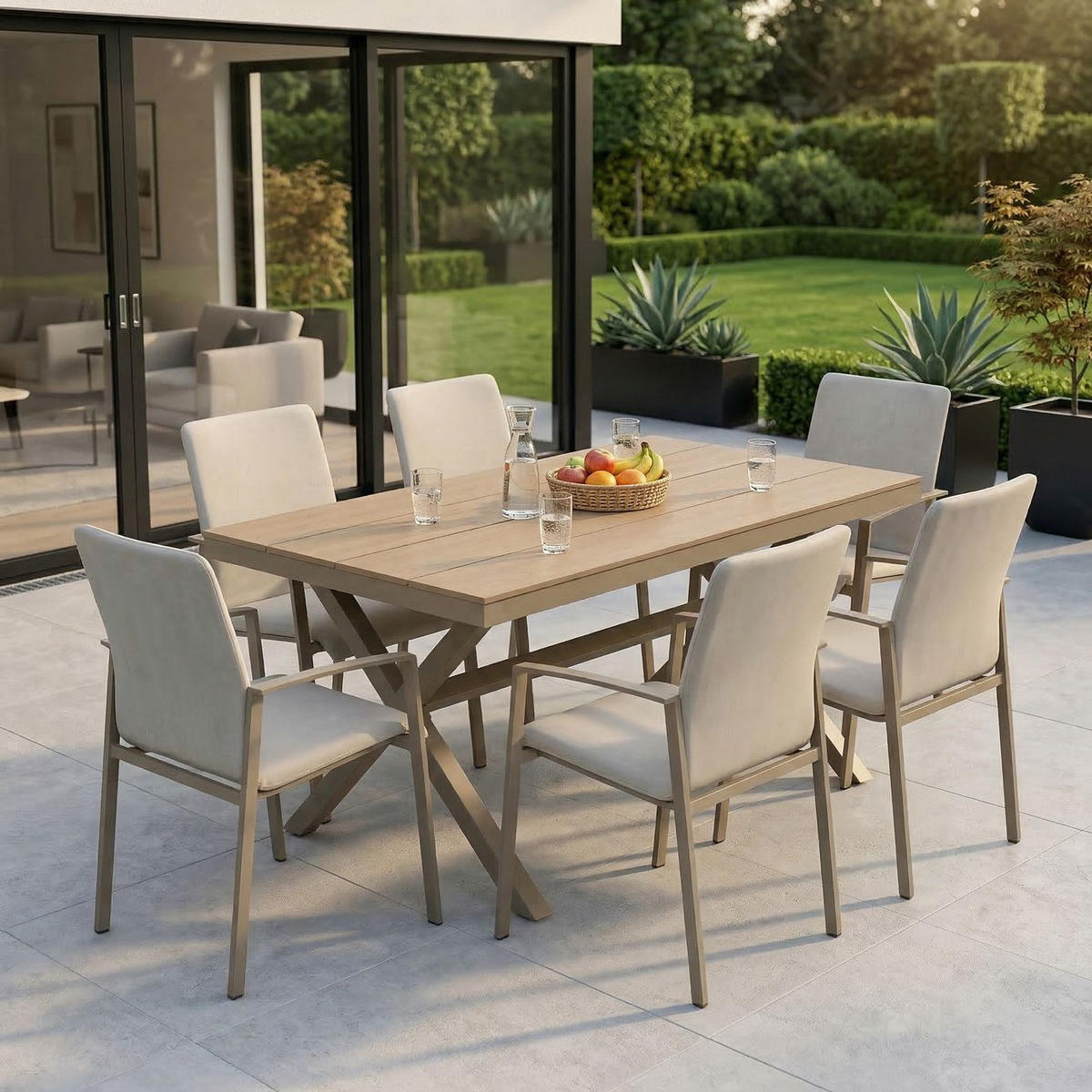 GARTENMÖBEL SET ISOLA VERANO 7er Set braun, champagne - Braun, Metall - IDIMEX