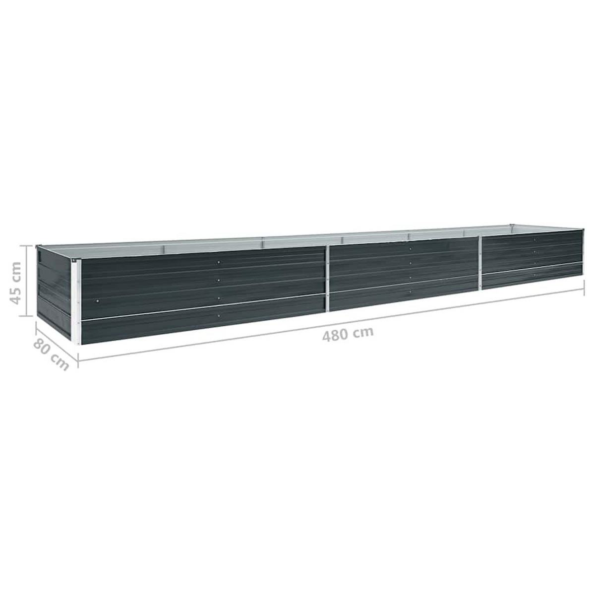 GARTEN-HOCHBEET Verzinkter Stahl 480/80/45 Cm Anthrazit - Anthrazit, Metall (480/45/80cm) - vidaXL