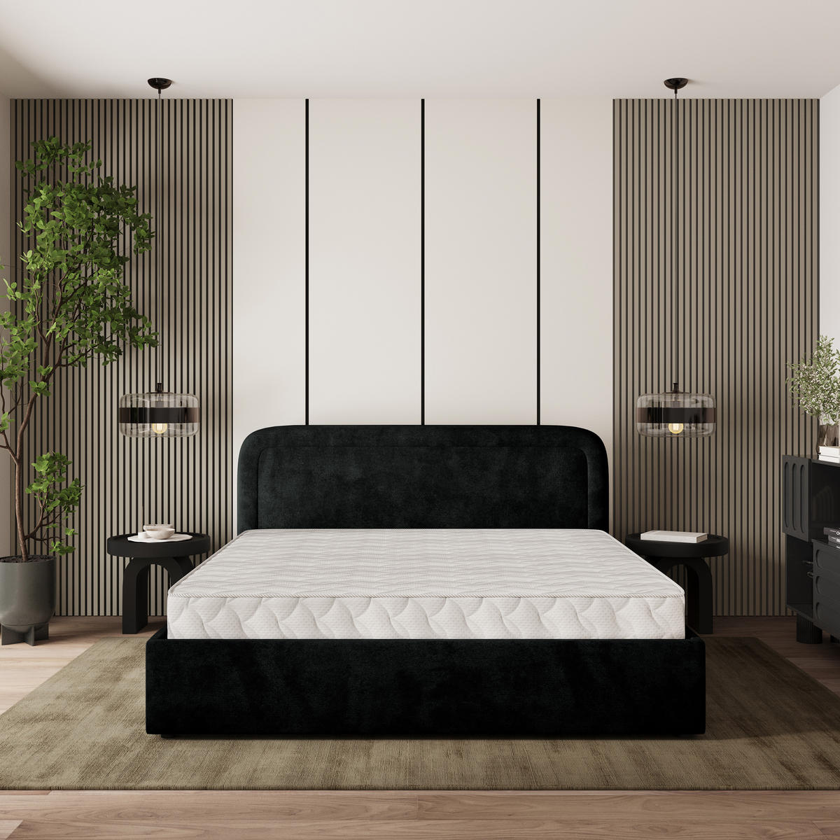 ČALOUNĚNÁ Postel BENIRA 160x200 cm Černá - černá, kompozitní dřevo/textil (160/200cm) - MASSENO