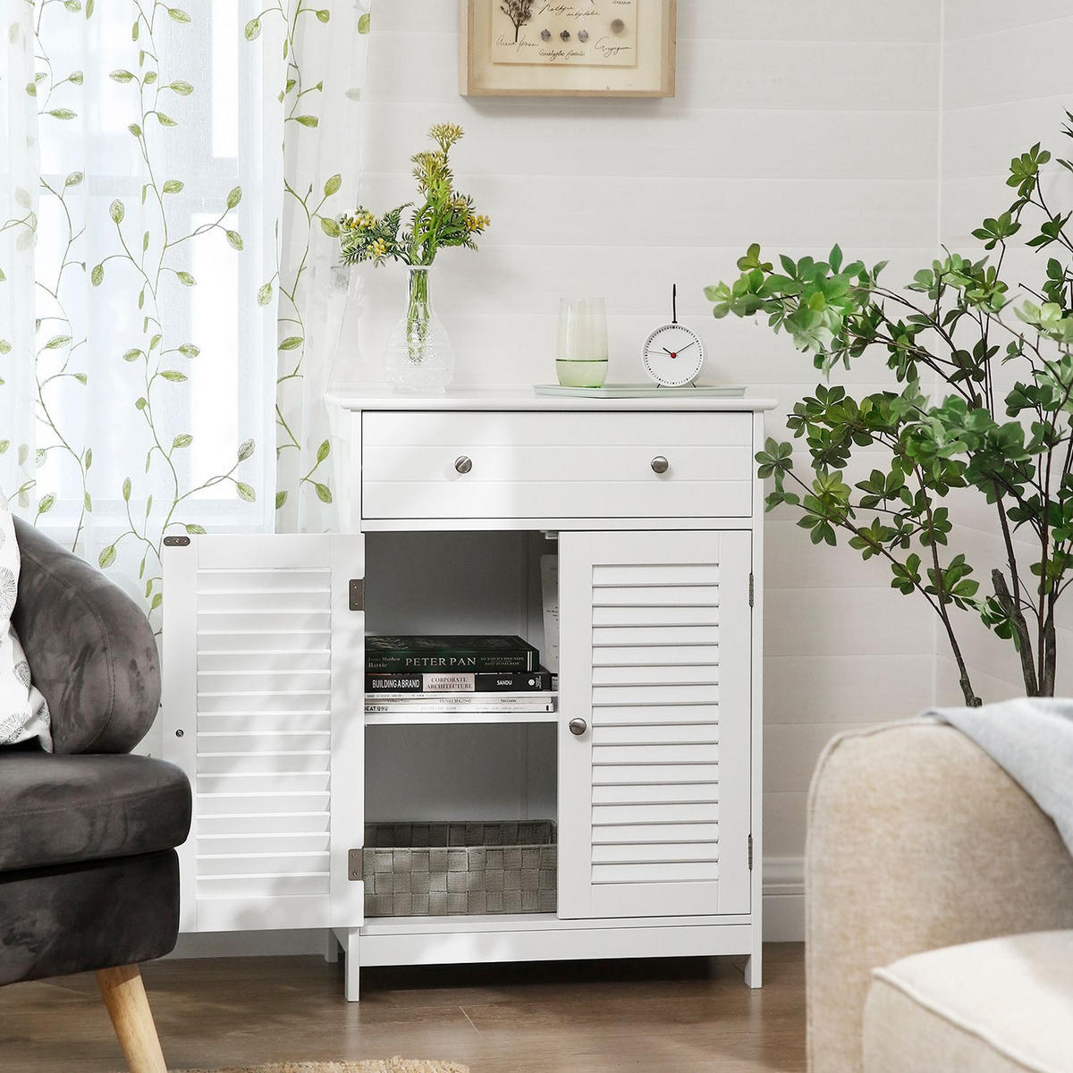BADEZIMMERSCHRANK AUFBEWAHRUNGSSCHRANK - Weiß, Holzwerkstoff (30/80/60cm) - Hansiro